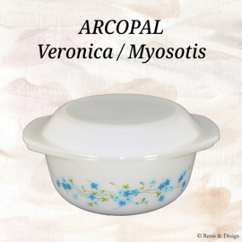Ovenschaal / Dekschaal van Arcopal France met decor Veronica / Myosotis Ø 19 cm