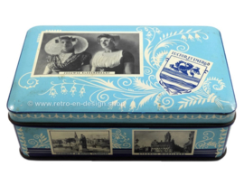 Blue vintage tin with photos of Zeeland, Holland