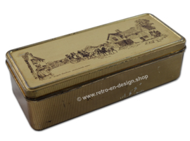 Gold colored tea tin or spoon box by Douwe Egberts