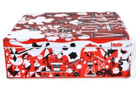 Square cookie tin 125 years Verkade in red, white and black