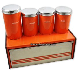 Contenedores de almacenamiento y recipiente de pan vintage de Brabantia en color naranja