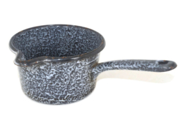 Grey cloudy, enamelled brocant saucepan Ø 15.5 cm