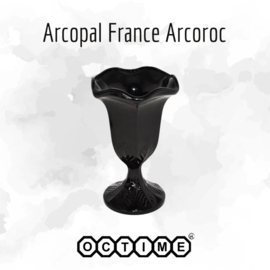 Zwart glazen sorbetglas of ijscoupe op voet, van Arcopal France