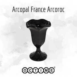 Black sorbet glass or sundae on foot, by Arcopal France