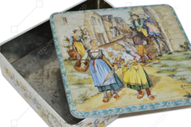 Lata de galletas vintage de Massily France con imagen de Henriot Quimper