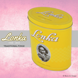 Lata retro oval amarilla de Lonka para Fudge Tradicional
