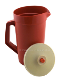 Vintage Tupperware Schenkkan of Sapkan rood/bruin, groot model