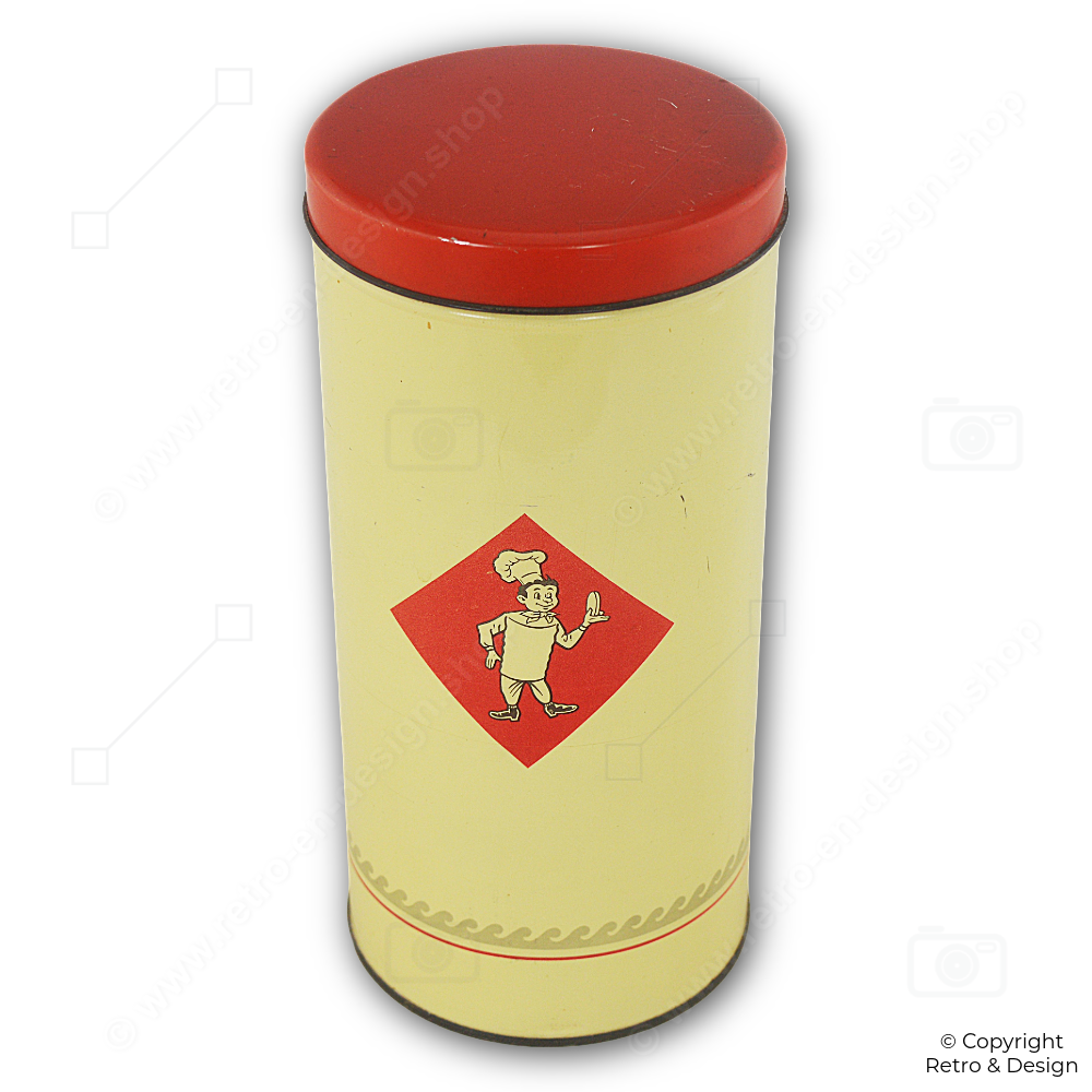 „Ich will Bolletje!“ – Vintage Keksdose in Creme und Rot (1950–1980)