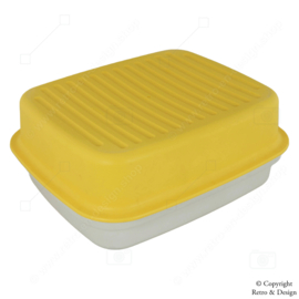 "Yellow/White Vintage Tupperware Bread Box: A Piece of History in Your Home!"