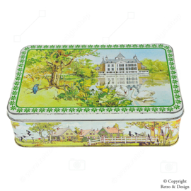 Boîte à biscuits Verkade vintage avec paysages et maisons néerlandais