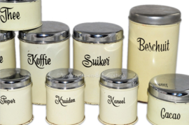 TEN vintage food canisters made by Brabantia ca. 1955-1965