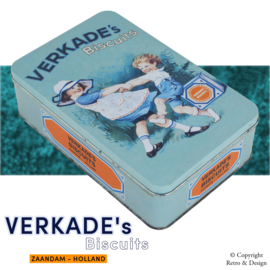 "Encantadora Lata Vintage de Galletas Verkade: Una Pieza Intemporal de la Historia Holandesa"