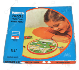 Vintage Simplex houten puzzel, De Boerderij