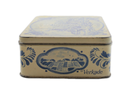 Caja de galletas de Verkade con imagen azul de Delft