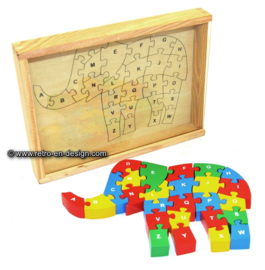 Houten puzzel "Olifant" in frame