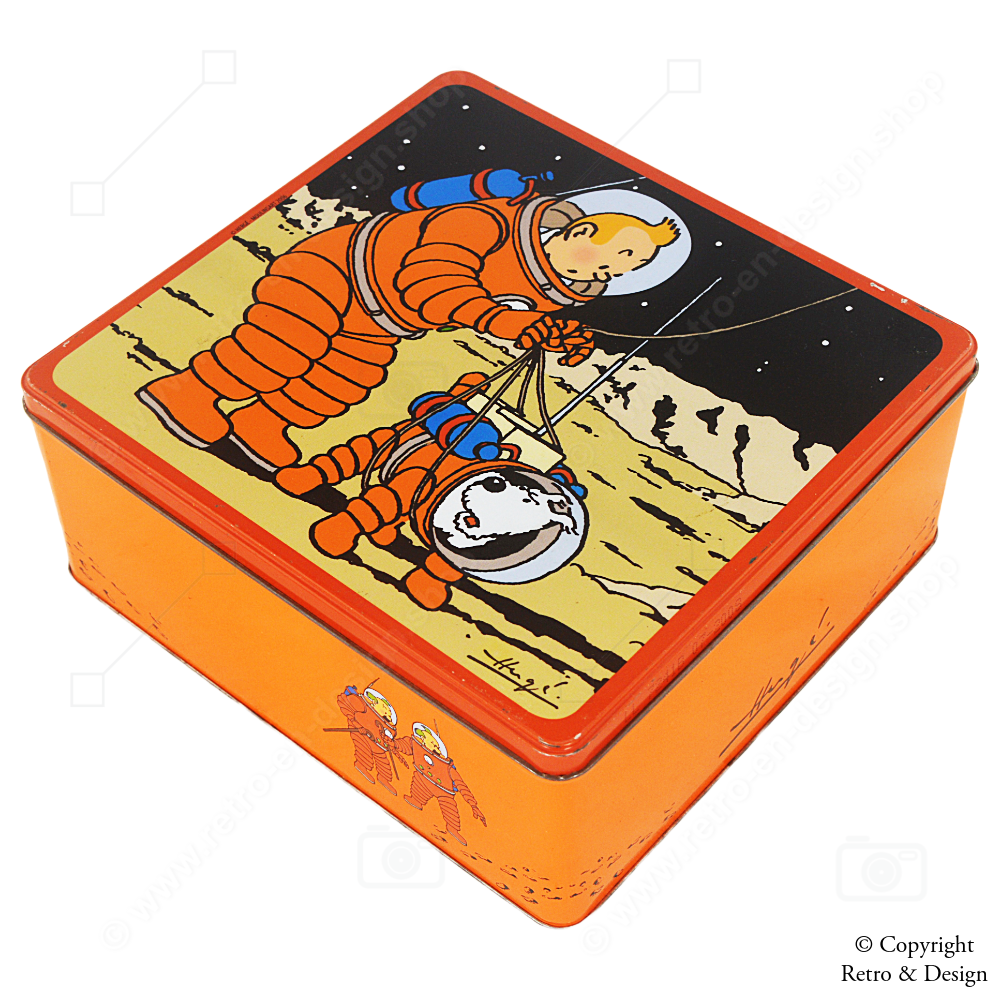 Boîte à biscuits vintage Delacre ‘Tintin – Objectif Lune’ – Édition limitée de collection