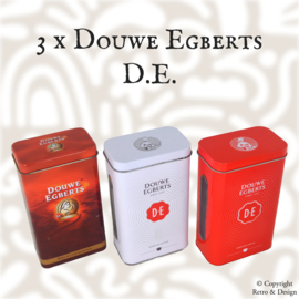 "Leuke Set van Drie Douwe Egberts Voorraadblikjes voor Gemalen Koffie!"