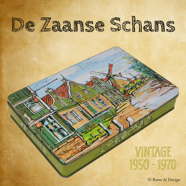 Vintage koek- of kaakjesblik met illustratie van de Zaanse Schans