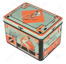 Rectangular vintage tin for toffees from Van Melle "Olympic Games 1928"