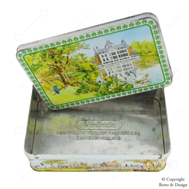 Boîte à biscuits Verkade vintage avec paysages et maisons néerlandais