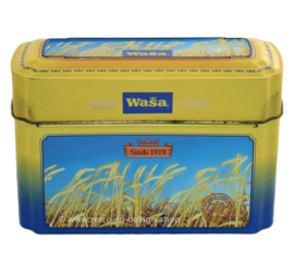 Vintage tin box for Wasa Crackers with images of ripe grain