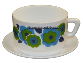 Arcopal Lotus Suppenschüssel mit Untertasse, blau und grün