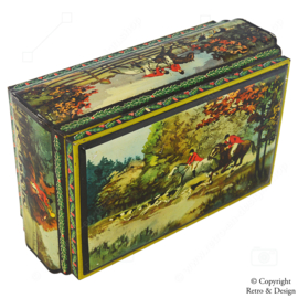 Boîte Vintage avec Scène de Chasse à Courre Anglaise – Pratique et Décorative