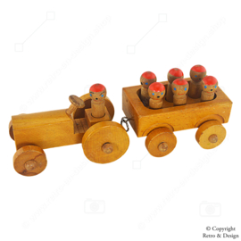 Houten Tractor met Aanhangwagen van Nooitgedagt