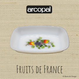 Rectangular Arcopal Fruits de France dish with pear, grape, apple, branch