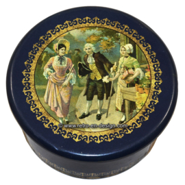 Alte nostalgische runde Blechdose, mit Bild des 18. Jahrhunderts