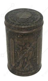 Oud vintage blik met oosterse voorstellingen N.V. Nederlandsch Sperwerverbond
