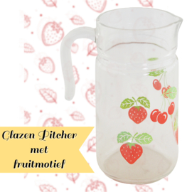 Carafe à Limonade en Verre Vintage avec Motif de Fruits – Covetro, Italie (Années 1970)