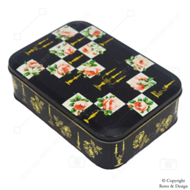 Vintage Verkade Biscuit Tin with Roses and Candle Holders