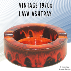 Cenicero Retro de Cerámica Lava – Esmalte Vintage Rojo y Marrón de los 60/70