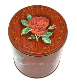 Vintage tin with wood imitation and roses by Beyers coffee Antwerp