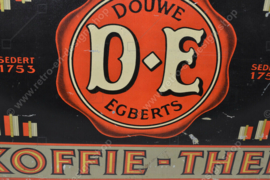 Large brocante shop counter tin by Douwe Egberts for coffee and tea