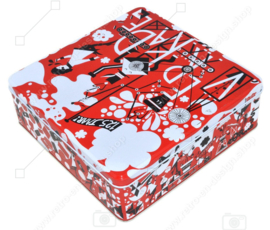 Square cookie tin 125 years Verkade in red, white and black