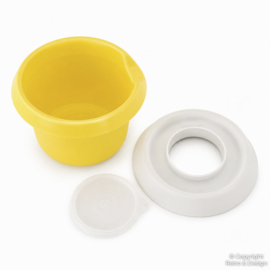 Bol Mélangeur Vintage Tupperware avec Couvercle Anti-Éclaboussures – Jaune / Blanc
