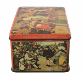 Antique decorative tin with paintings of Pieter Bruegel the Elder