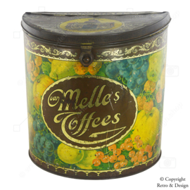 Boîte Vintage Semi-Cylindrique en Fer-Blanc pour Bonbons Van Melle avec Décoration de Fruits (1915-1930)