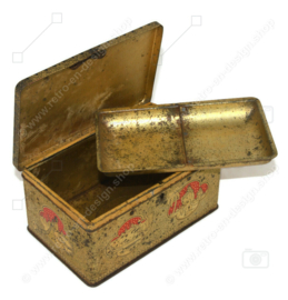 Vintage tin money box by De Gruyter with lock, without key