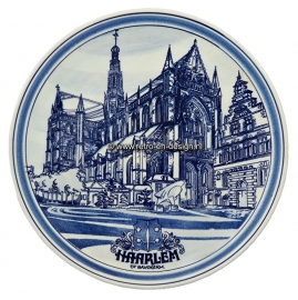 Wandteller. Haarlem st Bavokerk. Delfts handbemalt