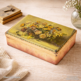 Lata Vintage Van Melle’s Floral – Caja Holandesa Rosa Salmón – Coffret Hollandais