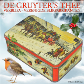 Vintage Teedose von De Gruyter mit Weihnachtsdekoration