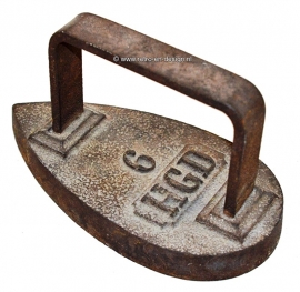 Plancha antiguo hierro sólido '6 HGD' 1880 - 1910