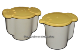 Retro vintage Tupperware Melk en suiker kannetje, beige/geel