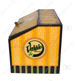 Groot geel vintage winkelblik “VERKADE’S BESCHUIT”