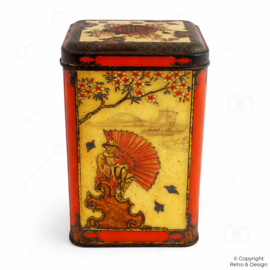 Caja de té vintage Niemeyer – decoración oriental en relieve (1959)