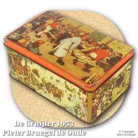 Vintage De Gruyter Kakaodose (1953) – Pieter Bruegel d. Ä., Kunst & Retro-Verpackung