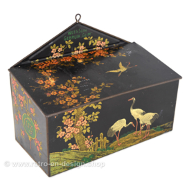 Caja de limpieza rectangular con tapa abatible, decoraciones con flores de cerezo, ibis y faroles "Be Smart, Use Glim"